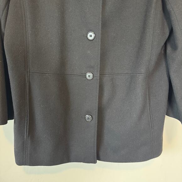 Alfred Dunner Wool Pea Coat 16 EUC Y2K 90s Classic Grandmacore Old Money Black - Picture 4 of 15
